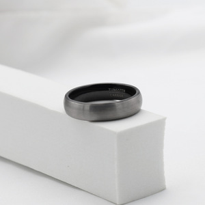 Tungsten Steel Ring <b>Brushed</b> Matte Finish Unisex Engagement Jewelry <b>Round</b> Geometric Shape Plain Design - Product Image 3