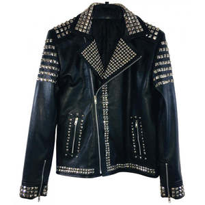 جاكيت لراكبي الدراجات من جلد البقر للرجال طراز عتيق إغلاق بسحاب مع جيوب صخرة بانك مصبوغ سادة لفصل الشتاء خدمة OEM - Product Image 1