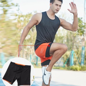 Compressie Korte Snelle Droge Fa Ke Tweedelige Dubbellaagse Shorts Zomer Sport Panty Broek Outdoor Marathon Mannen Workout Shorts - Product Image 2