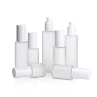 Emballage cosmétique de luxe pour soins de la peau, flacon pompe en verre givré à épaule plate 20ML 30ML 50ML 120ML, flacon vaporisateur pour lotion corporelle à fine brume