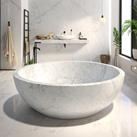 Baignoires pour adultes personnalisées en pierre sur pied pour l'extérieur, européennes, grandes et petites, 1.5m, blanches, noires, vertes et brunes, rondes en marbre