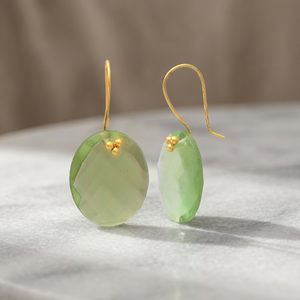 Boucles d'oreilles pendantes en argent sterling faites à la main avec pierre précieuse améthyste verte, tendance bohème, unisexes - Product Image 3