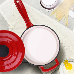 Ensemble de casseroles et poêles <span class=keywords><strong>en</strong></span> <span class=keywords><strong>fonte</strong></span> émaillée mignonnes, 15 cm, poêle multifonction pour frire, faire bouillir, cuire au four, couleurs assorties - Product Image 4
