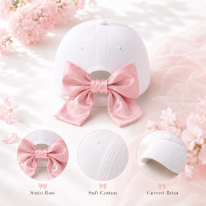 Casquette de baseball en coton 6 panneaux Dymf personnalisée de haute qualité pour <span class=keywords><strong>femme</strong></span>, avec grand nœud en satin, style streetwear, chapeau de soleil, logo OEM - Product Image 3
