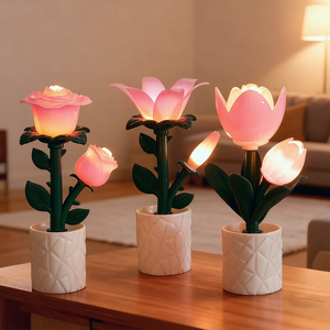 Đèn ngủ <span class=keywords><strong>LED</strong></span> hoa tulip nhỏ xinh, trang trí sáng tạo, làm thủ công, hoa hồng, tự làm, đèn bàn nhỏ để bàn trong nhà, quà tặng - Product Image 1