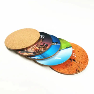 Custom Logo Printing Cork Coaster Coffee Tea Beer Mug Cup Car Round MDF Wooden Coasters for Drinks
