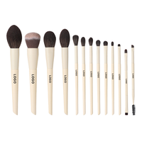 Ensemble de 13 pinceaux de maquillage à manche en plastique et poils synthétiques, avec pinceau plat pour le visage et les yeux, poudre libre, fard à joues, fard à paupières, correcteur