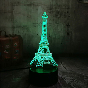 カラフルな<span class=keywords><strong>3D</strong></span>ビジュアルエッフェル塔ナイトライト家の装飾のための創造的なLEDグラデーションランプ - Product Image 3