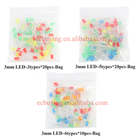Kit électronique de diodes électroluminescentes LED rondes F3 F5 3mm 5mm, assortiment de kits pour projets DIY