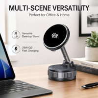 Support de téléphone magnétique pour voiture avec chargeur sans fil, ventouse à aspiration, rotation à 360°, support de téléphone portable pour tableau de bord et pare-brise