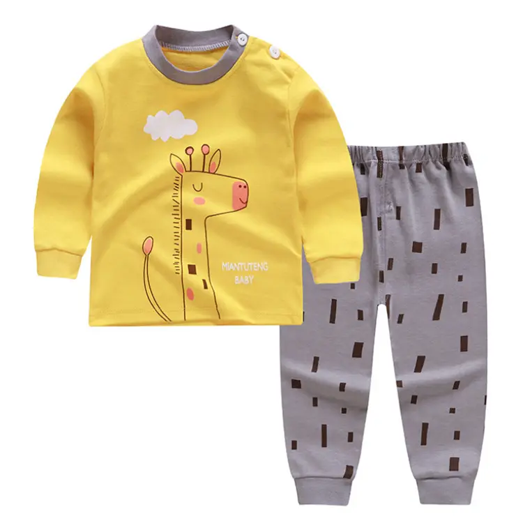 China Wholesale Boys Pajama Two Piece Suits Cute Cotton Kids Children Sleepwear