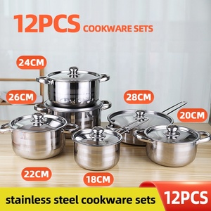 Ensemble de 12 casseroles à <span class=keywords><strong>Induction</strong></span>, casseroles et poêles à soupe en acier inoxydable, bon marché, pour la cuisine - Product Image 2