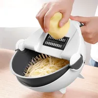 Outil de Cuisine Multifonction Manuel pour Légumes et Fruits 7 en 1, Râpe Magique, Panier de Lavage et Coupe-Légumes