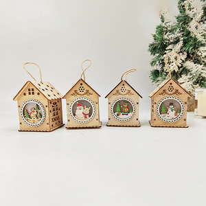 เครื่องประดับบ้านไม้สำหรับคริสต์มาส ของตกแต่งแขวนประดับ พร้อมลายซานตาคลอส มนุษย์หิมะ กวางเรนเดียร์ สำหรับตกแต่งต้นคริสต์มาส - Product Image 4