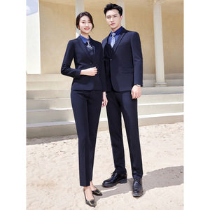 Royal Blue Women's Suit Set Full Sleeve Worsted Anti-Wrinkle Business Commute Interview Uniform - Product Image 3