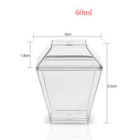 Gobelets jetables de 60 ml sans BPA, transparents, mini-tasses à pudding, yaourt, avec couvercle, pour fêtes, glaces, gelées, mousses, desserts