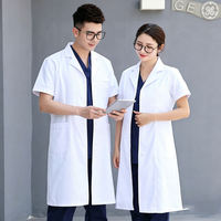Blouse médicale blanche pour médecin, en polycoton, à boutons-pression, manches longues, col à revers, poches latérales, certifiée CE, pour hôpital, OEM