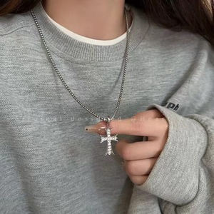 Designable Rhinestone <b>Cross</b> Pendant Sweater <b>Chains</b> for <b>Men</b> Titanium Steel <b>Chain</b> Hip-hop Fashion Jewelry Necklaces - Product Image 4