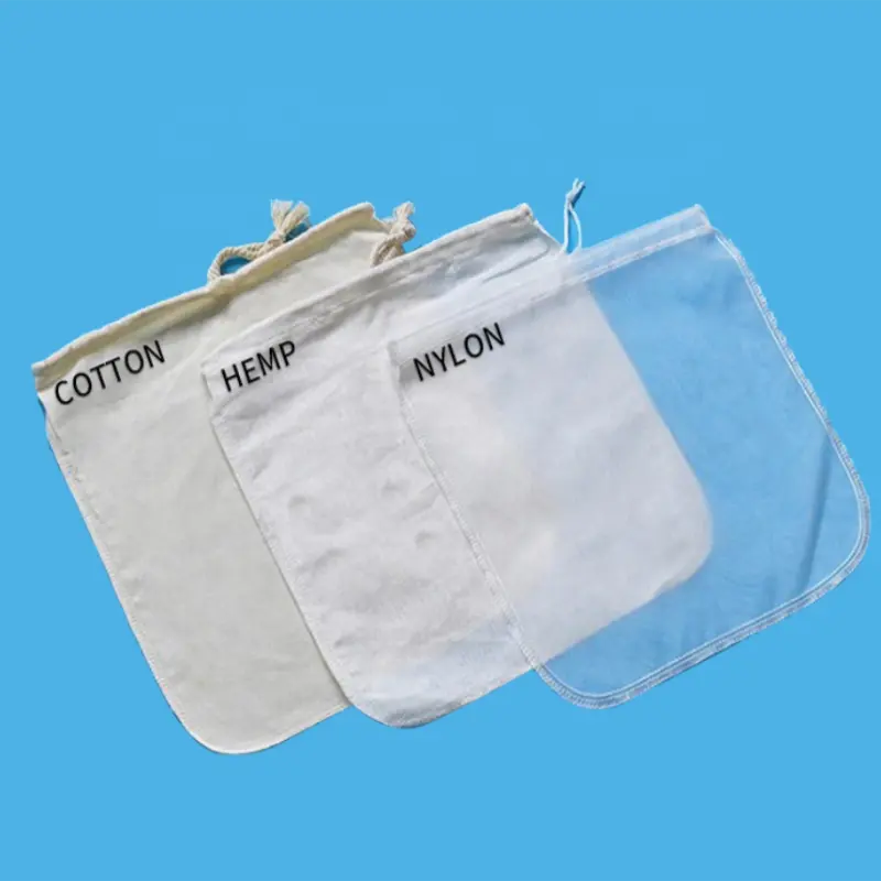 Reusable Nylon / Organic Cotton / Hemp Mesh Nut Milk Filter Bag For All Purpose Food Strainer - Nut Milk, Juicing, Coffees