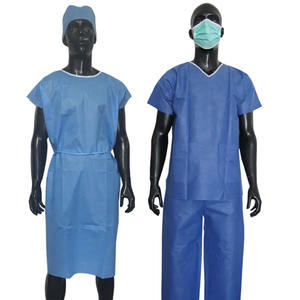 Combinaisons de gommage jetables <span class=keywords><strong>Blouse</strong></span> de <span class=keywords><strong>laboratoire</strong></span> pour médecins et infirmières Vêtements d'hôpital jetables sans manches Robe de patient - Product Image 1