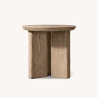 Table d'appoint ronde Bora en chêne noueux européen, design contemporain sculptural, fabrication artisanale OEM