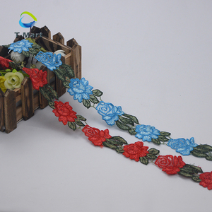 Tela bordada borde Dedigns malla de malla <span class=keywords><strong>Rosa</strong></span> bordada encaje embellecedor para la decoración del vestido - Product Image 1