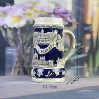 Chope à bière classique en porcelaine de Budapest, Hongrie - 750 ml, compatible lave-vaisselle, souvenir emblématique du Parlement/Pont de la Chaîne