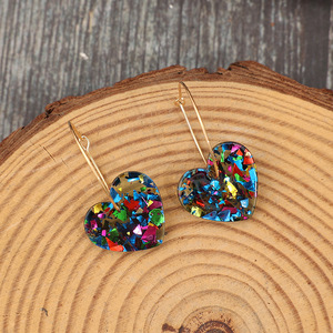 Orecchini pendenti multicolor a cuore trasparente da donna, gioielli alla moda - Product Image 4