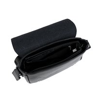 Tas Selempang Pria Kulit PU Saffiano Hitam OEM/ODM Ukuran Kecil Dengan Ritsleting