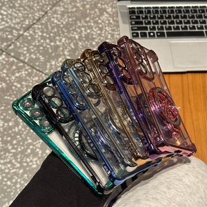 Funda Magnética Electrochapada para <span class=keywords><strong>Teléfono</strong></span> Móvil con Soporte Acrílico para Samsung S26 S25 S24 Ultra A55, Cubierta Transparente con Lente de Cristal y Diamantes - Product Image 4