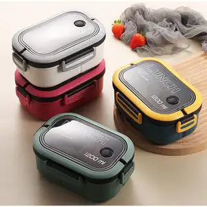 Almoço Bento Box Food Container Com Talheres Set Estudante Portátil 2 Camadas À Prova De Fugas Microwavable Para Escritório Trabalho Escola