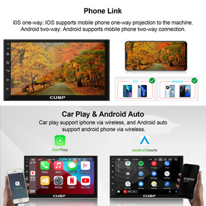 Autoradio universel Android 7 pouces avec écran tactile, GPS, navigation, unité <span class=keywords><strong>centrale</strong></span> multimédia, radio, CarPlay sans fil, Android Auto, Bluetooth - Product Image 4