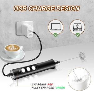 Professional Electric Milk Frother 3 Speed Levels <b>USB</b> Rechargeable Handheld Foam Maker Automatic <b>Heating</b> Stirring Household - Product Image 5