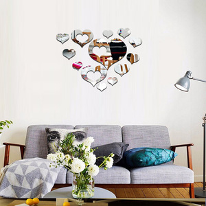Autoadesivo della parete dello specchio 3d del cuore della decorazione domestica di combinazione libera di vendita calda all'ingrosso - Product Image 6