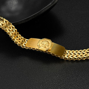 Personalized Trendy Retro Fashion Stainless Steel Plated Gold Tree of Life Engravable <b>Bracelet</b> for Men - Product Image 2