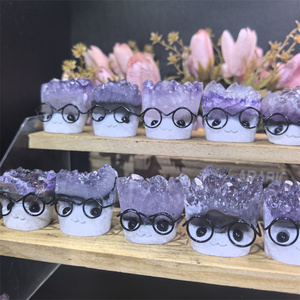 Venta al por mayor de piedra de cristal pulida rectangular de alta calidad para sanación y <span class=keywords><strong>meditación</strong></span>, racimo de amatista, regalo de moda Hamtaro, Kindfull - Product Image 5