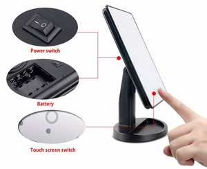 Espejo Cosmético con Sensor Táctil LED, Interruptor Regulable, Ajuste de Brillo, Espejo Plegable - Product Image 2