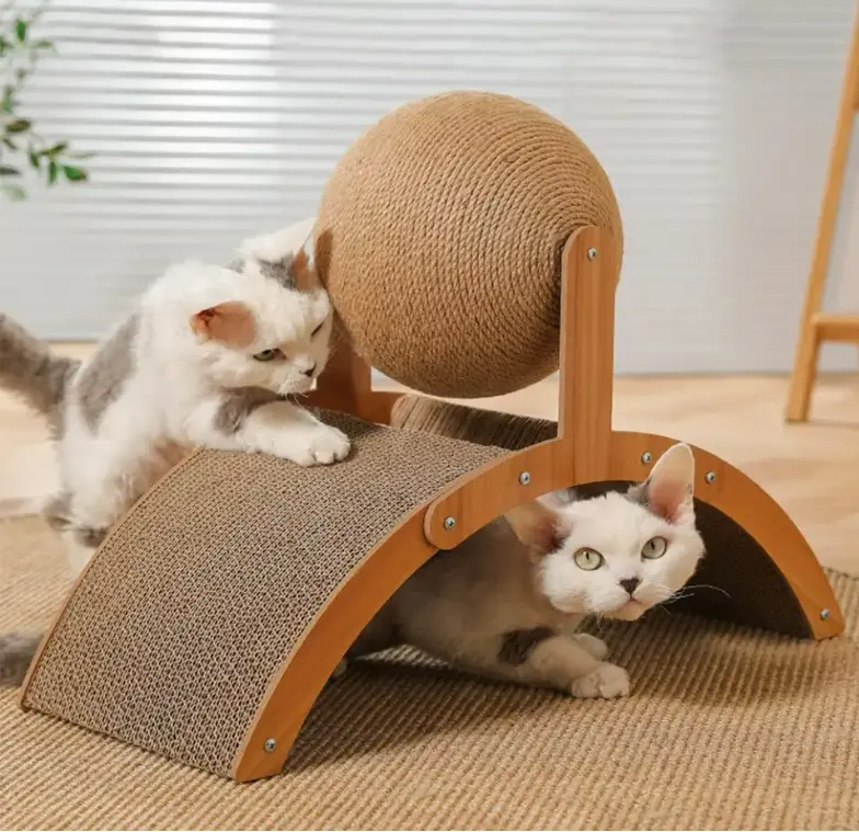 Tương tác mèo gãi Bóng đồ chơi bằng gỗ mài bàn chân mòn Kitty scratcher sisal dây mèo scratcher