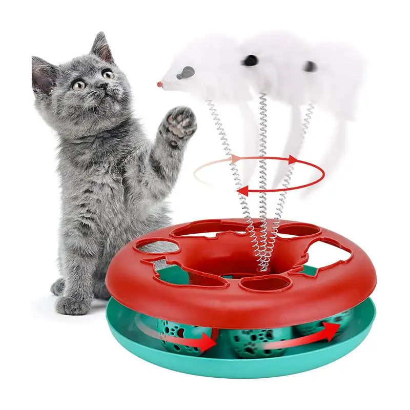 Meilleure vente de jouets interactifs pour chaton 2 en 1, pistes à rouleaux, jouets pour chat avec balles d'exercice, souris Teaser