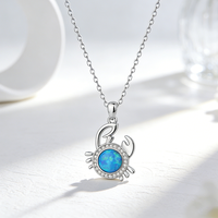 Collier en argent sterling 925 Moyu Jewelry sur le thème de l'océan, pendentif personnalisé en argent sterling en forme de crabe, collier en opale