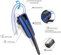 Earphone nirkabel telinga tunggal dengan mikrofon, Headset telepon Hands-Free