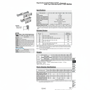 Cilindro sin vástago SMC Pneumatics, piezas neumáticas - Product Image 1