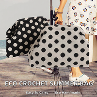 Tas Clutch Rajut Nilon Desain Terbaru Ramah Lingkungan Buatan Tangan Motif Titik Gaya Korea Tas Makeup Pantai Musim Panas