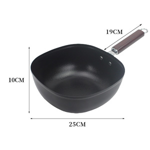 Square Wok 25x25Cm Non-Stick Wooden Handle Glass Lid For Home Induction Cooking - Product Image 2