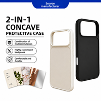 Coque de téléphone antichoc 2-en-1 effet peau pour iPhone 17 avec design de patch concave, style INS, couleur unie, motif 3D minimaliste DIY