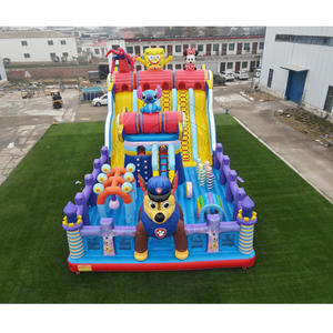 Parc d'attractions gonflable géant, parc de dessins animés, château gonflable, aire de jeux gonflable avec toboggan, mur d'escalade, passerelle surélevée - Product Image 1