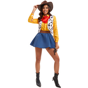 Costumes de couple Woody de Toy Story, tenues de cowboy western pour hommes et femmes, ensemble de cosplay d'Halloween pour adultes - Product Image 4