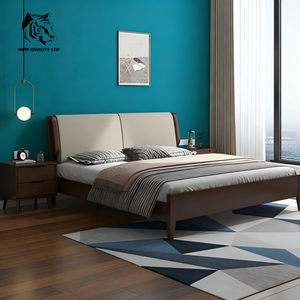 Fabricante chino, precio económico, personalizable, MOQ bajo, nuevo estilo, ecológico, nuevo diseño, muebles para el hogar, cama tapizada de madera maciza - Product Image 6