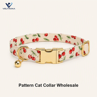 Collier pour chat imprimé cerises avec clochette et boucle dorée, collier réglable pour chaton avec laisse pour petits chats, collier pour animaux de compagnie à motif de fruits