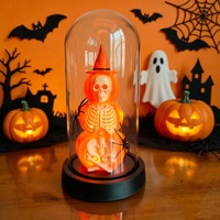 Décorations d'Halloween transfrontalières : lanternes citrouilles, squelettes en plastique style horreur, décorations de festival des fantômes, sans impression